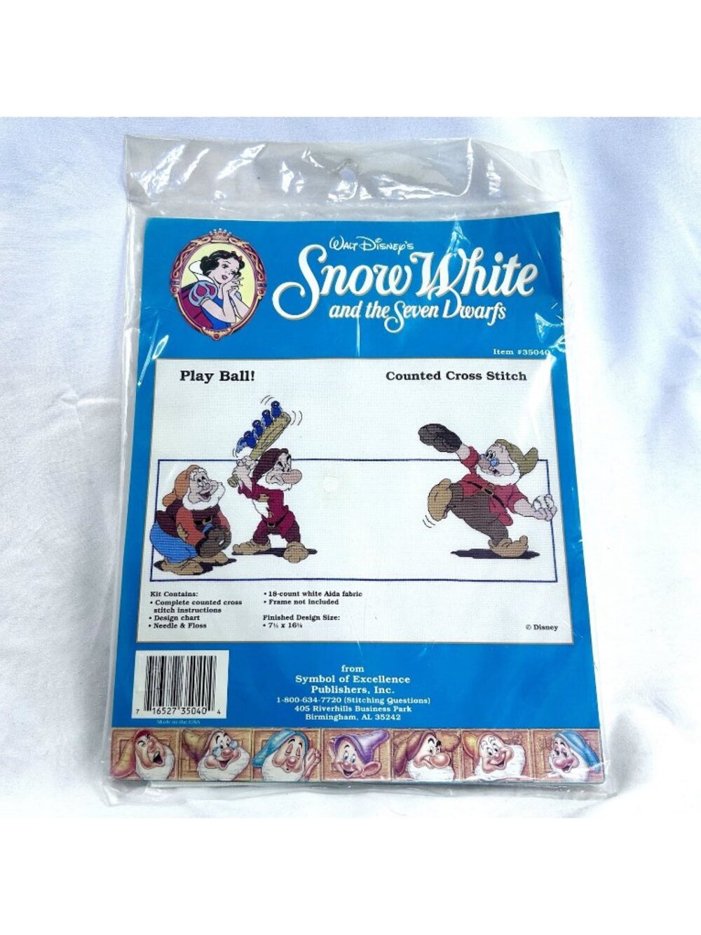 Disney Snow White Cross Stitch Pattern "Play Ball" Symbol of Excellence #35040